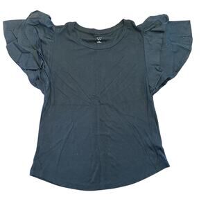 Gap Women’s Black ribbed oversized tee with flutter sleeves, Size XL